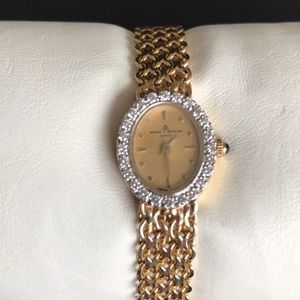 14k yellow gold ladies watch with diamonds